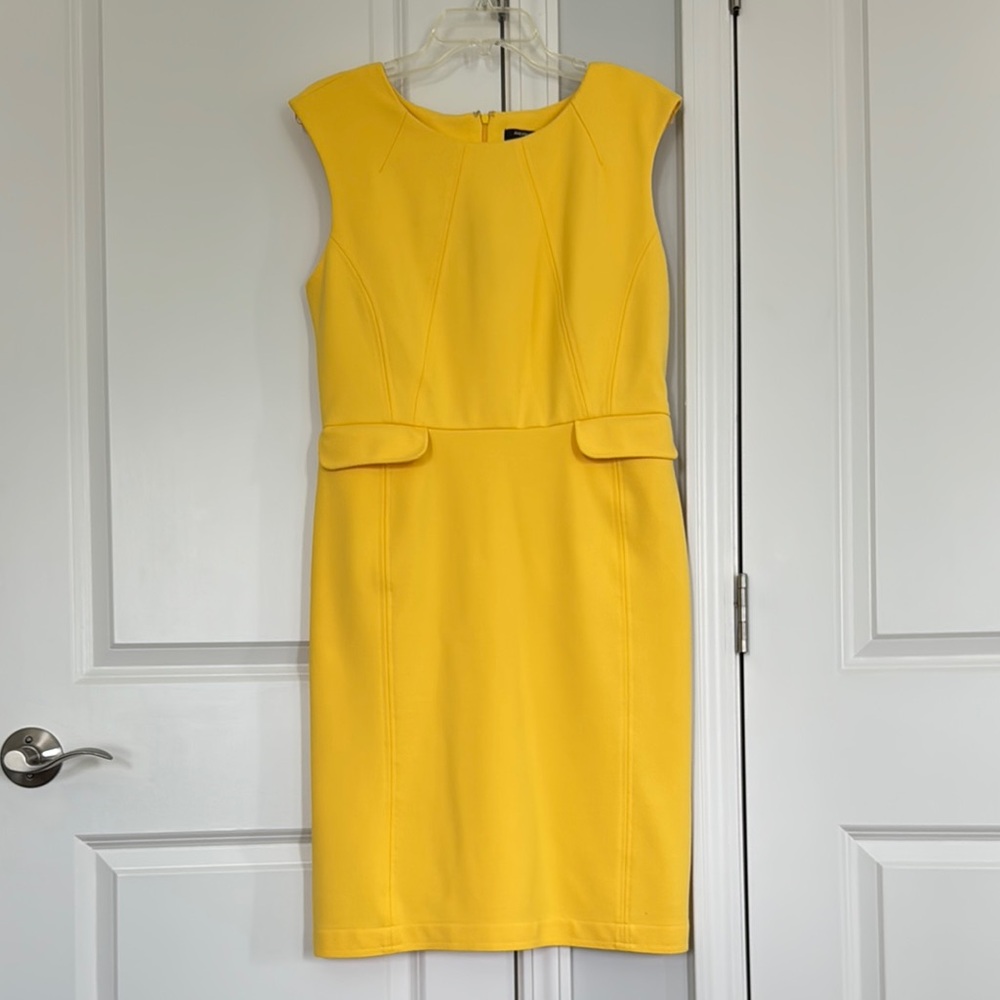 Andrea Jovine Yellow Sheath Midi Dress